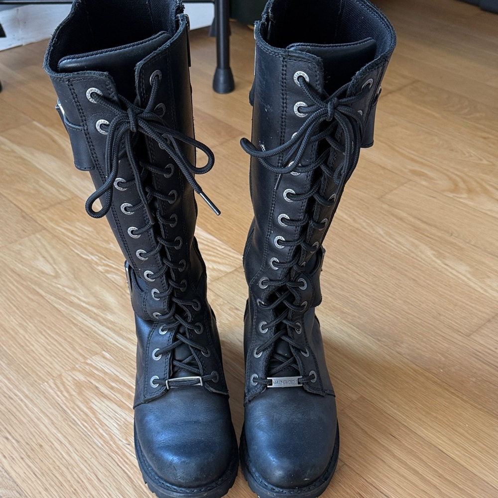 Harley-Davidson Black Leather Combat Boots